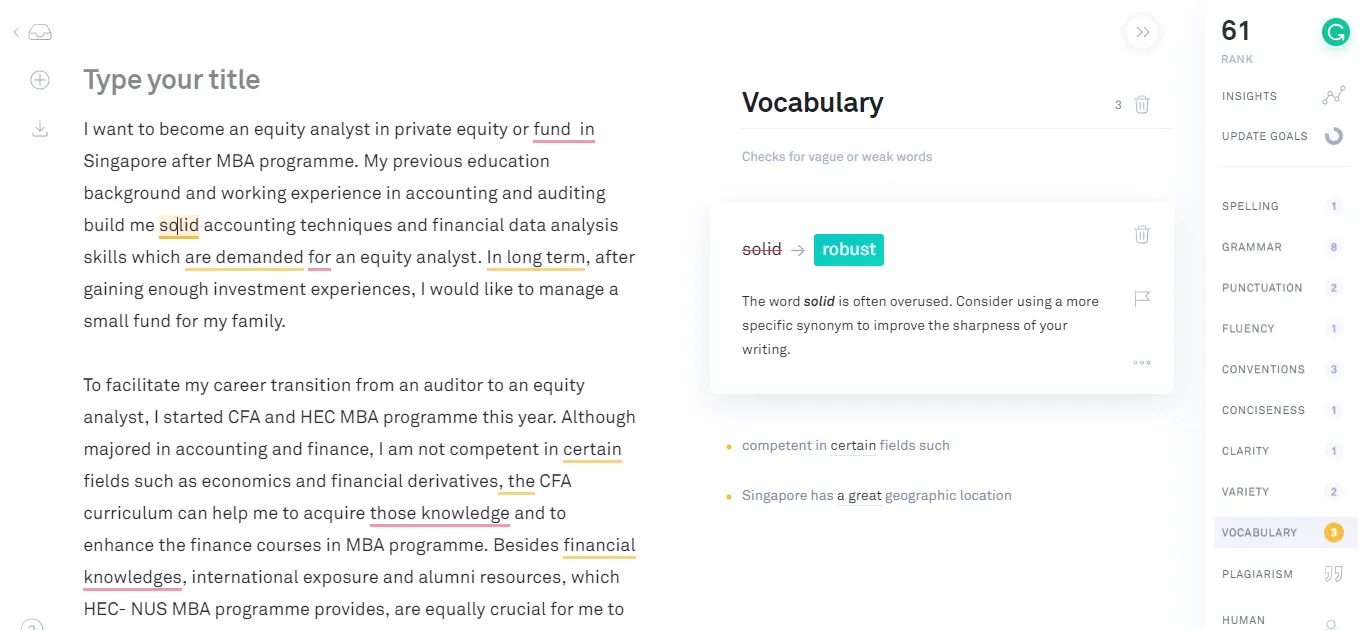 College Entrance Essay Edits Made by Grammarly