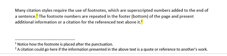 Superscripted Footnote Numbers