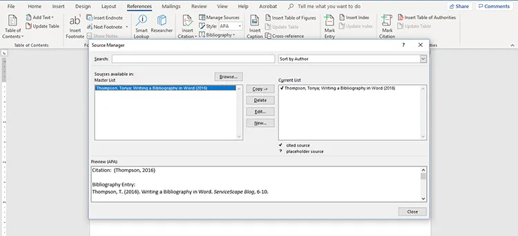 Screenshot of Microsoft Word 3