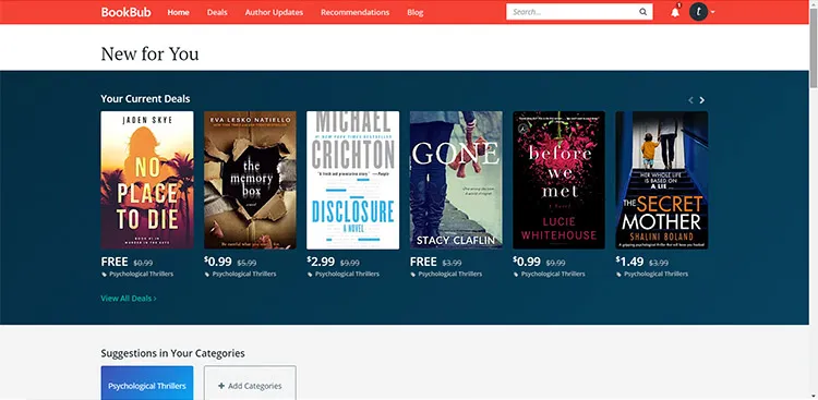 BookBub offers links to great e-book deals