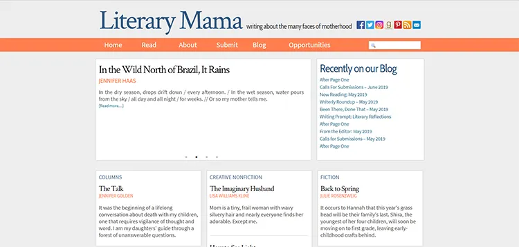 Screenshot of the Literary Mama ezine