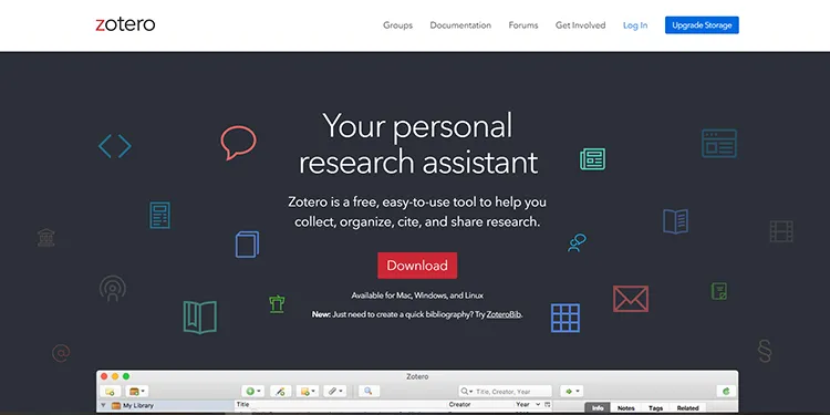 As a citation generator, Zotero will instantly create references and bibliographies to be placed directly into Word, LibreOffice, and Google Docs.