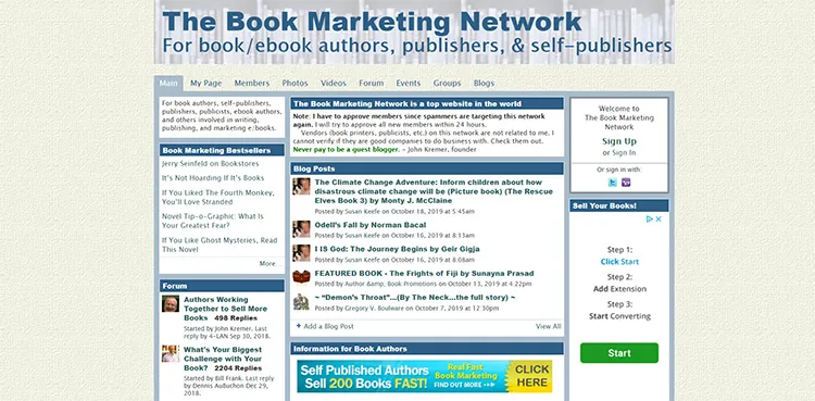 The Book Marketing Network informs authors on several topics.