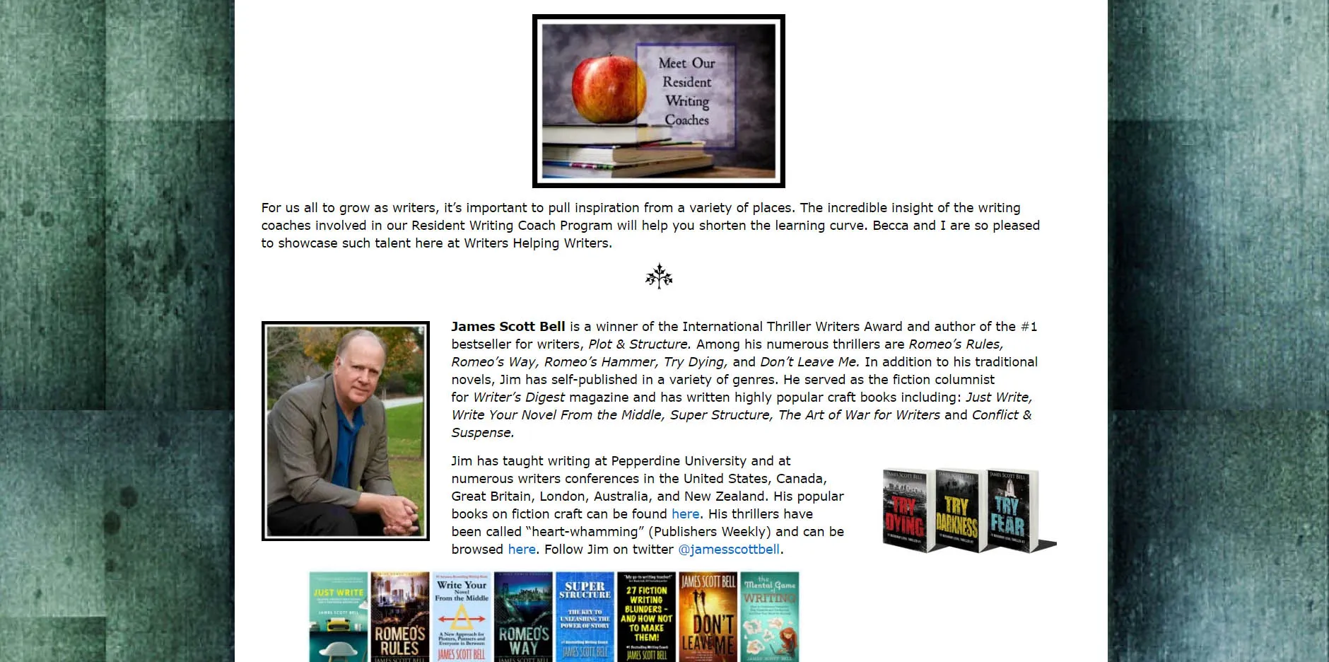WHW enthusiastically touts its Resident Writing Coach Program, emphasizing the value of this additional source of inspiration.