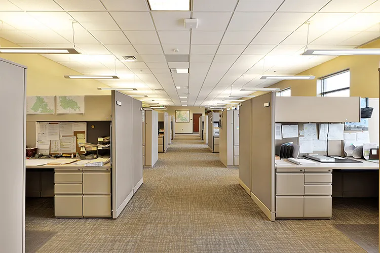 cubicles in an office space