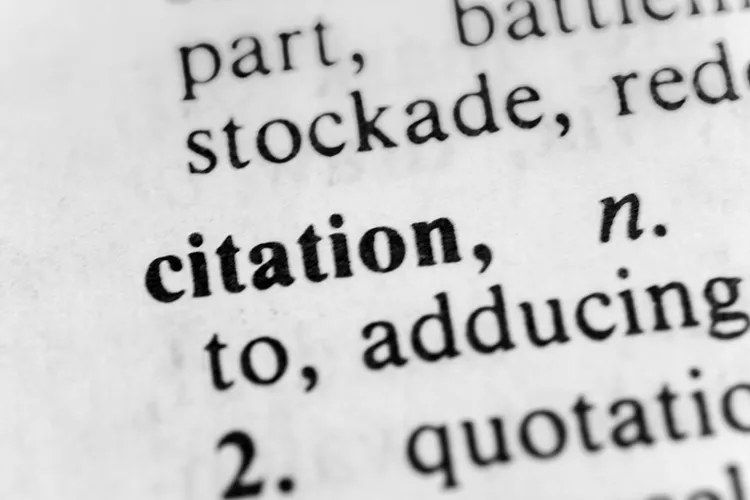 photo of the definition for citation taken from a dictionary