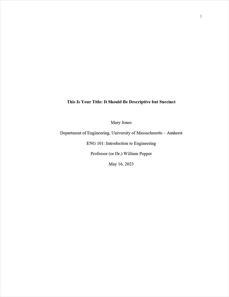 apa cover page for literature review