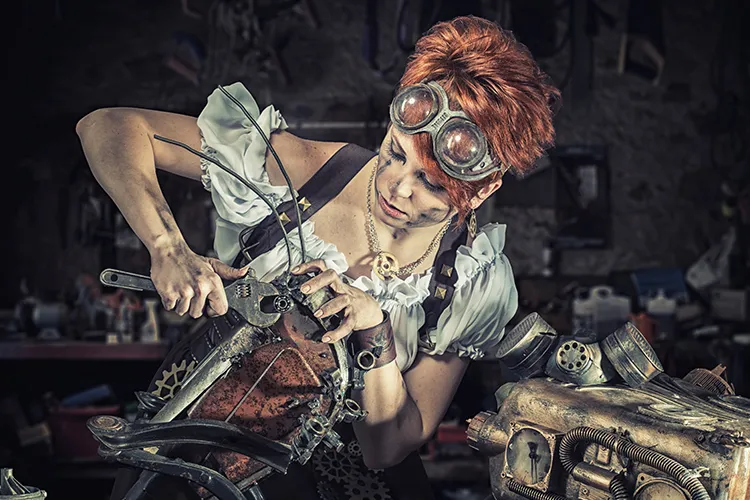 Working on a steampunk machine