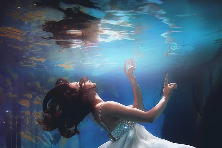 A woman in water
